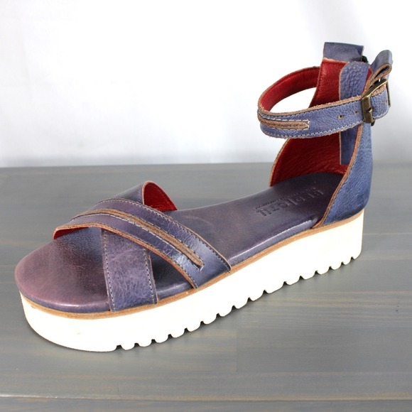 Bed Stu Shoes - Bed Stu Carroll Platform Ankle Strap Sandals Women 7 Purple Leather Boho NEW